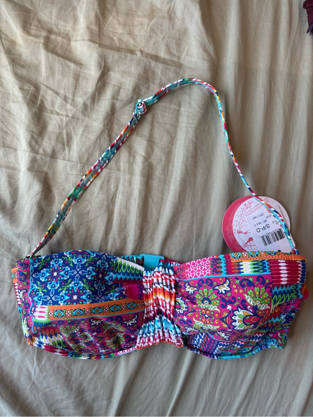 NWT Women's Multicolor Bandeau Bikini Top - Blush